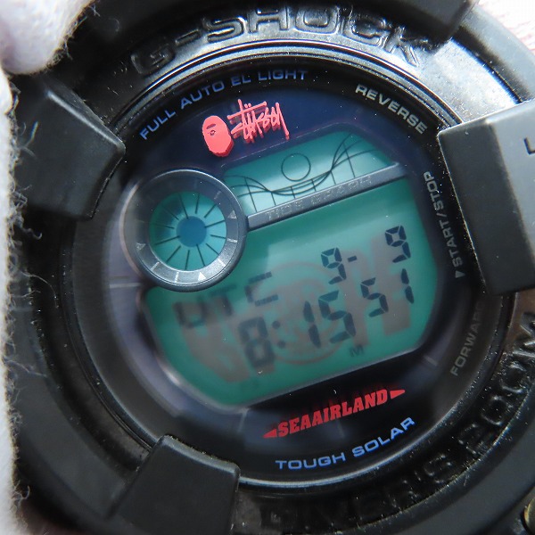 実際に弊社で買取させて頂いたG-SHOCK×STUSSY×BAPE/Gショック×ステューシー×エイプ コラボ FROGMAN/フロッグマン ソーラー GF-8250BS-1JRの画像 4枚目