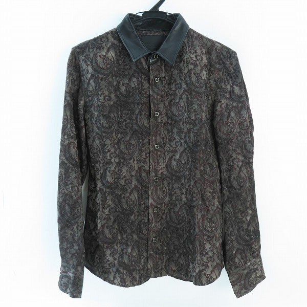 実際に弊社で買取させて頂いたISAMUKATAYAMA BACKLASH/バックラッシュ SERGENT PEPPER レーヨンジャガード シープレザーシャツ 1346-01/S