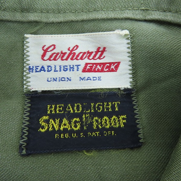 実際に弊社で買取させて頂いたCarhartt HEAD LIGHT FINCK/カーハート ヘッドライト フィンク 60s ビンテージ ワークジャケットの画像 2枚目