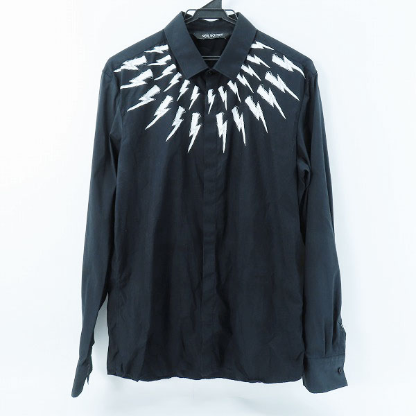 実際に弊社で買取させて頂いたNEIL BARRETT/ニール バレット Sketch Bolt Pattern Shirt/スケッチボルト 長袖シャツ PBCM1473C Q013S/L