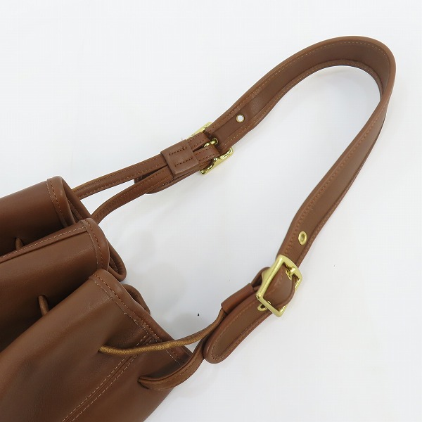 実際に弊社で買取させて頂いたOLD COACH/オールド コーチ オールレザー 巾着ハンドバッグ 9166の画像 5枚目