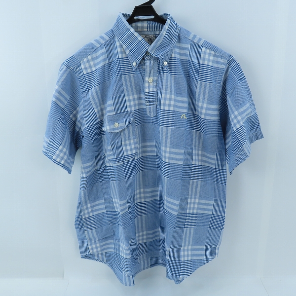 実際に弊社で買取させて頂いたEVISU/エヴィス チェック柄 ハーフボタン 半袖シャツ /44