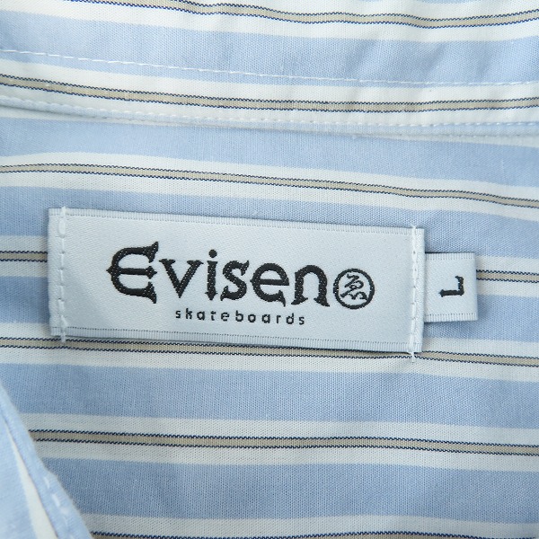 実際に弊社で買取させて頂いたEvisen skateboards/エビセンスケートボード ストライプ 半袖シャツ/Lの画像 2枚目