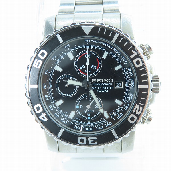 実際に弊社で買取させて頂いたSEIKO/セイコー ダイバーズ クロノグラフ ブラック文字盤 腕時計 7T62-0CV0【動作未確認】
