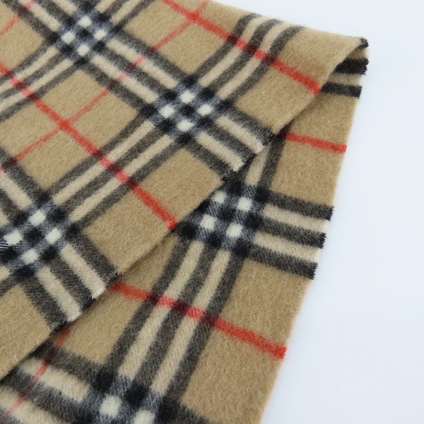 実際に弊社で買取させて頂いたBurberrys/バーバリー 90s カシミヤ ノバチェック フリンジマフラーの画像 3枚目