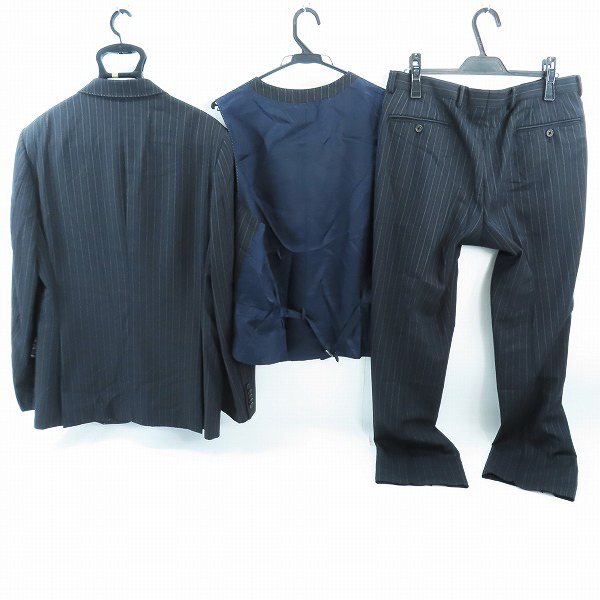 実際に弊社で買取させて頂いたPaul Smith LONDON×Ermenegildo Zegna/ポールスミス×エルメネジルドゼニア 3ピース ストライプ セットアップ スーツ L/XLの画像 1枚目
