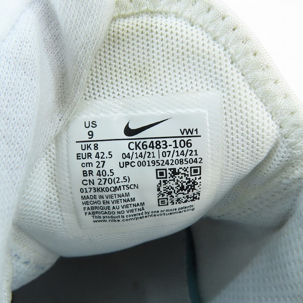 実際に弊社で買取させて頂いたNIKE GOLF/ナイキゴルフ AIR MAX 270 G/エアマックス 270 G スパイクレス ゴルフシューズ CK6483-106/27の画像 5枚目