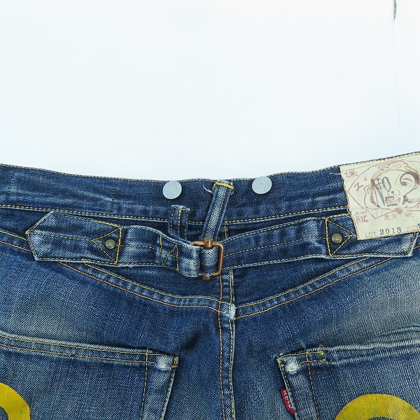 実際に弊社で買取させて頂いたEVISU/エヴィス ダブルニー シンチバック カモメプリント デニムパンツ 2013/32の画像 7枚目