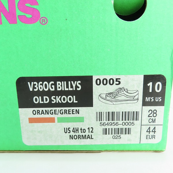 実際に弊社で買取させて頂いた【未使用】 VANS/バンズ BILLYS V36OG OLD SKOOL オールドスクール 564956-0005/28の画像 9枚目