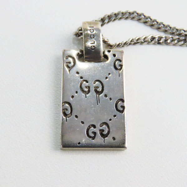 実際に弊社で買取させて頂いたGUCCI/グッチ ゴースト スカル ドクロ 髑髏 GG柄 ネックレスの画像 2枚目