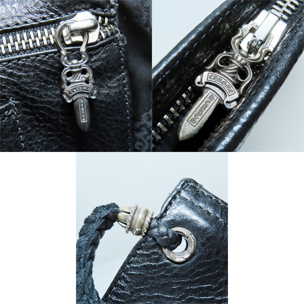 実際に弊社で買取させて頂いた【レシート付き】CHROME HEARTS/クロムハーツ FLAT MED PLANE ダガージップ レザー クラッチバッグの画像 5枚目