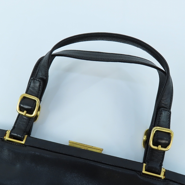 実際に弊社で買取させて頂いたPRADA /プラダ オールド ゴールド金具 がま口 ハンドバッグの画像 6枚目
