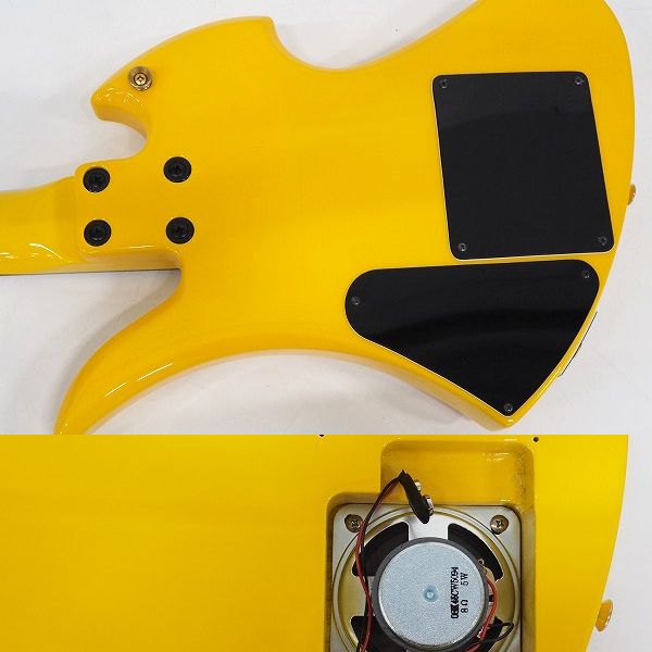 実際に弊社で買取させて頂いた★FERNANDES Burny/バーニー YH-JR.HY 2009 X Japan hideモデル イエローハート アンプ内蔵 ミニエレキギター ケース付の画像 7枚目