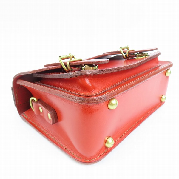 実際に弊社で買取させて頂いたHERZ/ヘルツ 二本ベルトの2wayミニバッグ レザー ハンドバッグ/ショルダーバッグ レッドの画像 2枚目