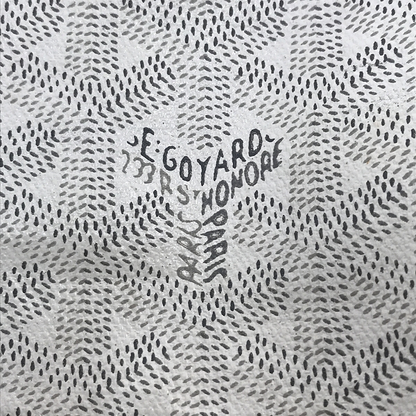 実際に弊社で買取させて頂いたGOYARD/ゴヤール サンルイPM PVC×レザー トートバッグ ホワイト ポーチ付の画像 4枚目