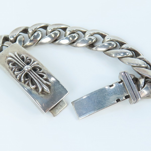 実際に弊社で買取させて頂いたCHROME HEARTS/クロムハーツ フローラルクロスIDブレスレット クラシックチェーン/10リンクの画像 4枚目