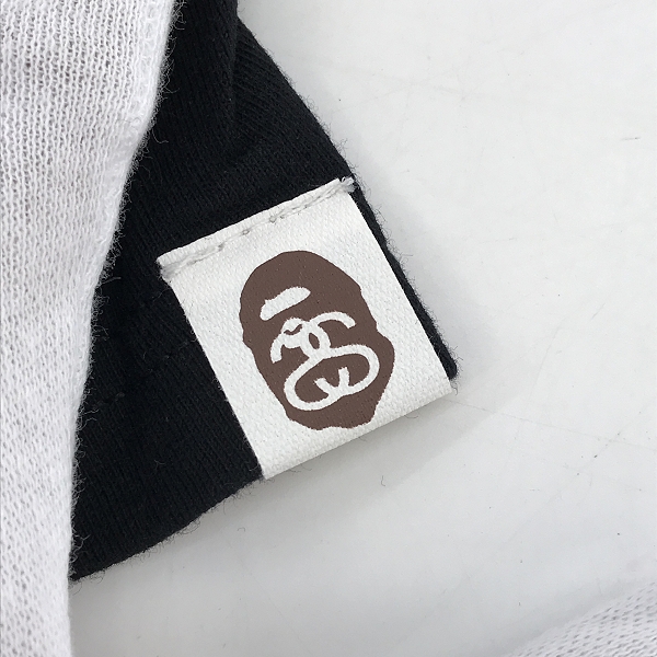 実際に弊社で買取させて頂いたSTUSSY×A BATHING APE/ステューシー×アベイシングエイプ  ロゴプリント Tシャツ ブラック Mの画像 4枚目