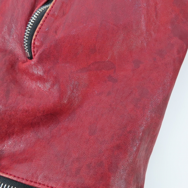 実際に弊社で買取させて頂いたBACKLASH/バックラッシュ ジャパンホースレザー製品染めダブルライダース 1606-03/3の画像 8枚目