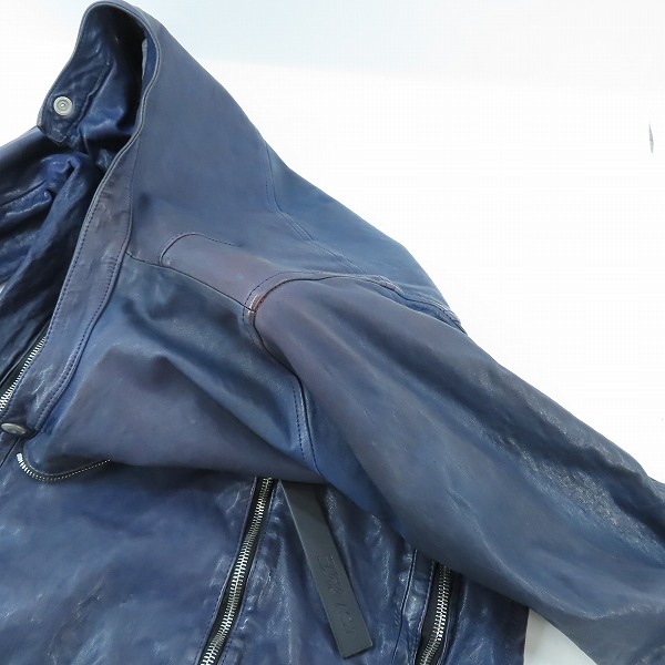 実際に弊社で買取させて頂いたBACKLASH/バックラッシュ シングルライダース ジャパンホースレザー 1606-01/Mの画像 7枚目