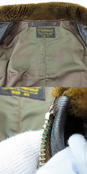 実際に弊社で買取させて頂いたBUZZ RICKSON'S/バズリクソンズ Type G-1 レザーフライトジャケット パッチ付き BR80314/40の画像 8枚目