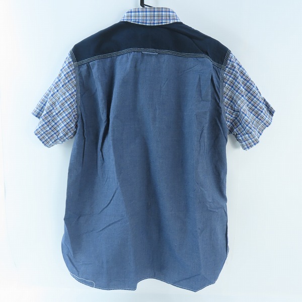 実際に弊社で買取させて頂いたJUNYA WATANABE MAN/ジュンヤワタナベマン AD2017 切替 チェック柄半袖シャツ WA-B031/Mの画像 1枚目