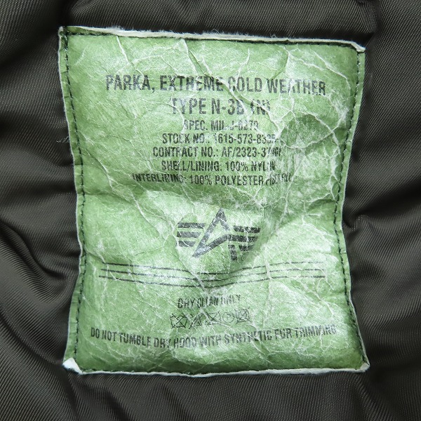 実際に弊社で買取させて頂いたALPHA INDUSTRIES/アルファインダストリーズ フライトジャケット 20094-268/Sの画像 6枚目