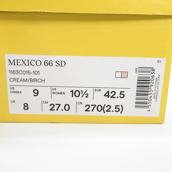 実際に弊社で買取させて頂いた【未使用】Onitsuka Tiger/オニツカタイガー MEXICO 66/メキシコ 66 SD ローカット スニーカー 1183C015/27の画像 7枚目