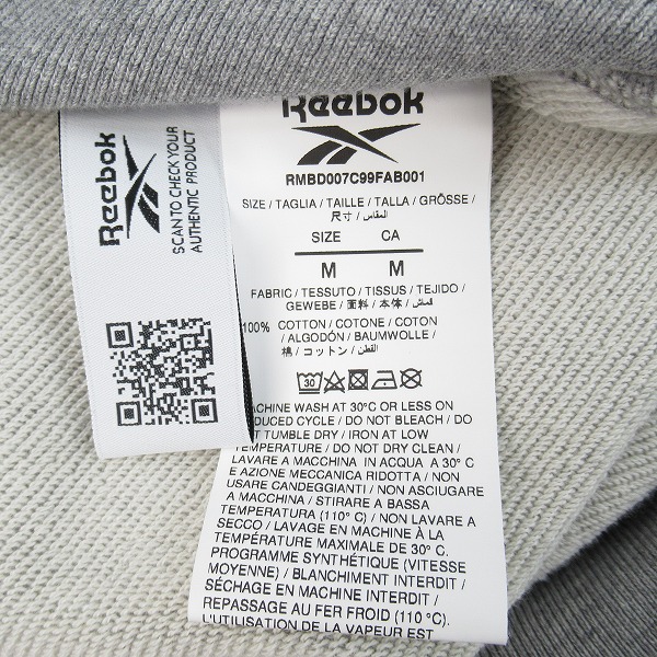 実際に弊社で買取させて頂いたREEBOK×Hed Mayner/リーボック×ヘドメイナー ZIPPED HOODIE ジップアップパーカー RMBD007C99FAB0010800/Mの画像 4枚目