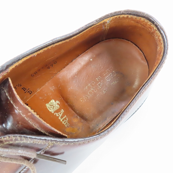 実際に弊社で買取させて頂いたALDEN/オールデン SHELL CORDOVAN LEATHER/シェルコードバンレザー プレーントゥ シューズ 990/7.5Dの画像 4枚目