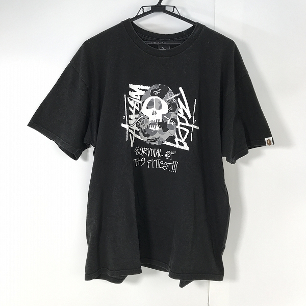 実際に弊社で買取させて頂いたSTUSSY×A BATHING APE/ステューシー 30周年記念 NFS限定 サルフェイス ストックロゴ Tシャツ L
