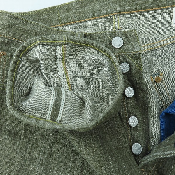 実際に弊社で買取させて頂いたSUGAR CANE/シュガーケーン 沖縄 砂糖黍製 緑耳 ボタンフライ デニムパンツ SC40302-061/W31 L34の画像 5枚目