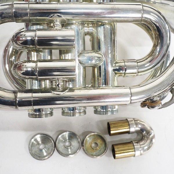 実際に弊社で買取させて頂いた【難有り】Minerva/ミネルバ MPT100S ポケットトランペット シルバー マウスピース/ハードケース付の画像 6枚目