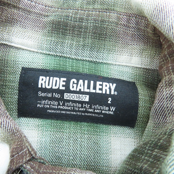 実際に弊社で買取させて頂いたRUDE GALLERY/ルードギャラリー チェック シャツ/2の画像 2枚目