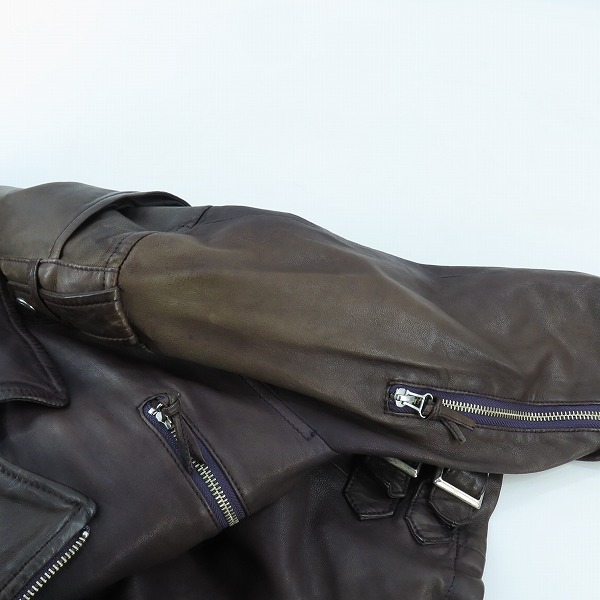 実際に弊社で買取させて頂いたCUSTOM CULTURE/カスタムカルチャー レザー ダブルライダースジャケット  101-1102/44の画像 5枚目