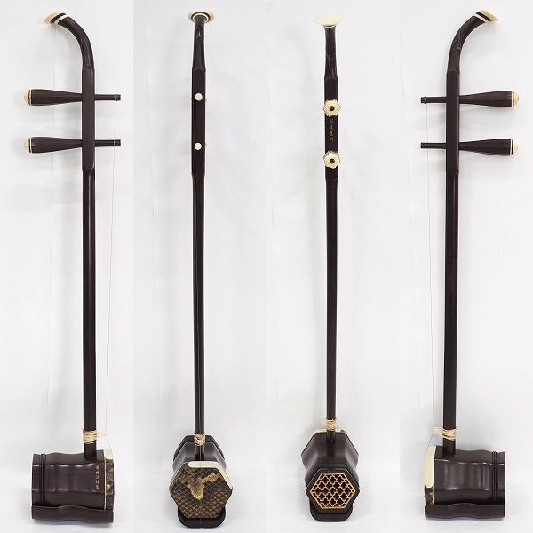 実際に弊社で買取させて頂いた★【難有り】中国民族楽器 二胡  黄建洪精製 明清 蛇革 ソフトケース付きの画像 1枚目