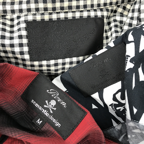 実際に弊社で買取させて頂いた【おまとめ】Roen×semanticdesign/ロエン×セマンティックデザイン スカルロゴ チェック/総柄 シャツ/長袖の画像 1枚目