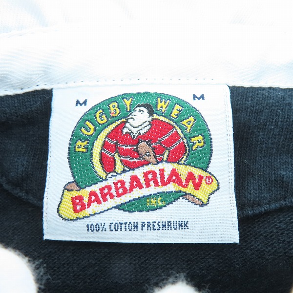 実際に弊社で買取させて頂いたBARBARIAN/バーバリアン ボーダー柄 ラガーシャツ Mの画像 2枚目