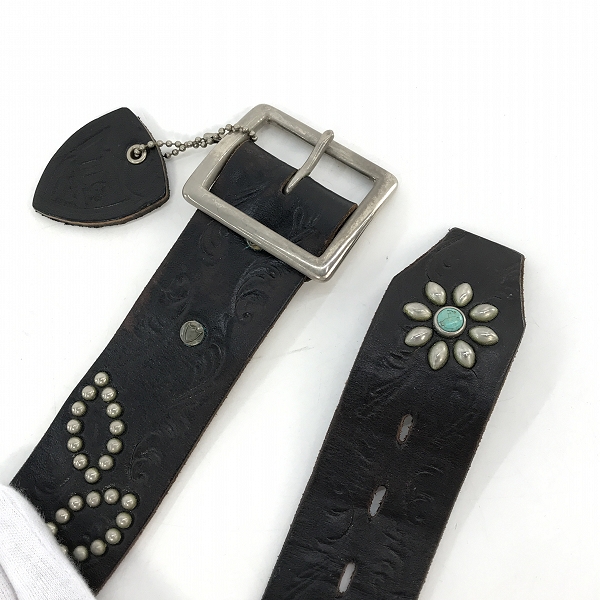 実際に弊社で買取させて頂いたHollywood Trading Company /HTC/エイチティーシー スタッズ/ターコイズ レザー ベルトの画像 1枚目