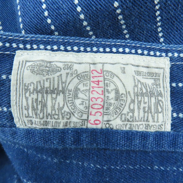 実際に弊社で買取させて頂いたSUGAR CANE/シュガーケーン "FICTON ROMANCE"コレクション 8.5oz ウォバッシュストライプ長袖ワークシャツ SC25551/Sの画像 6枚目