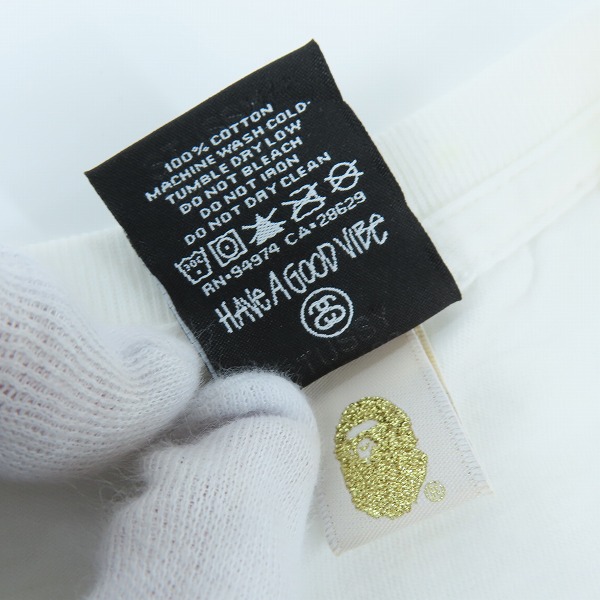 実際に弊社で買取させて頂いたA BATHING APE×STUSSY/アベイシングエイプ×ステューシー コラボ WORLD TOUR TEE Tシャツ M の画像 3枚目
