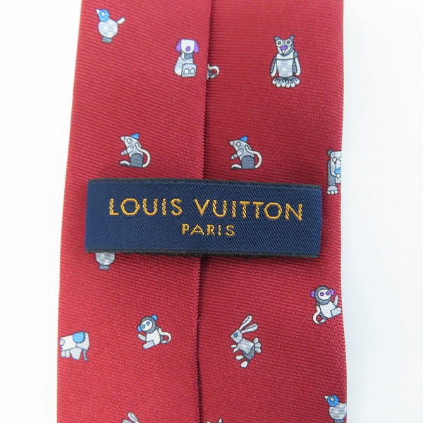 実際に弊社で買取させて頂いたLOUIS VUITTON/ルイヴィトン アニマル柄 ネクタイ/レッド系の画像 3枚目