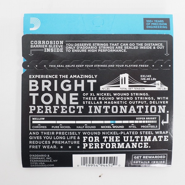 実際に弊社で買取させて頂いた【未開封】D'Addario/ダダリオ Nickel Wound XL EXL145 12-54 HEAVY GAUGE エレキギター弦 5個セットの画像 3枚目