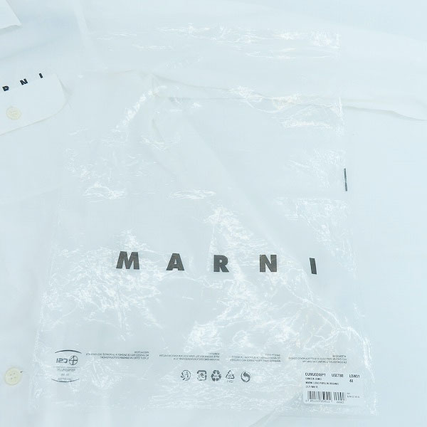 実際に弊社で買取させて頂いたMARNI/マルニ 2023AW ホワイトポプリン ロングスリーブ ロゴ ボーリングシャツ CUMU0246P1-USCT88/48の画像 7枚目