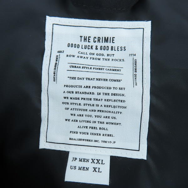 実際に弊社で買取させて頂いたTHE CRIMIE/クライミー ロゴ 刺繍 ベスト CR1-02L5-JK13/XXLの画像 2枚目