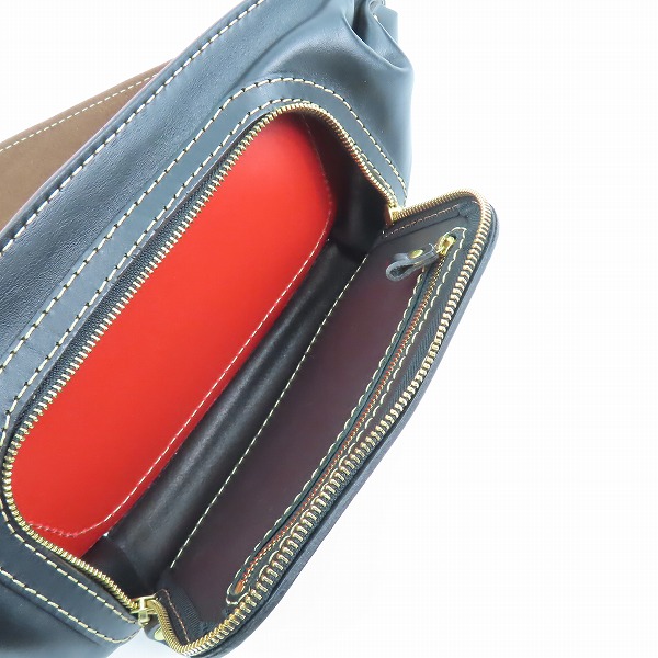 実際に弊社で買取させて頂いたHERZ/ヘルツ 50周年/50th記念 レザー ウエストバッグ ブラック×レッドの画像 3枚目