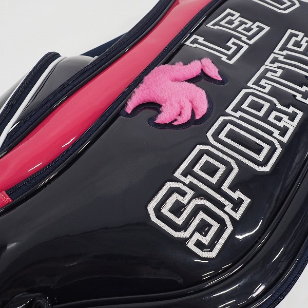 実際に弊社で買取させて頂いたle coq sportif/ルコックスポルティフ ゴルフ QQCMJJ00 9型 6分割 エナメル キャディバッグ ネイビーｘピンクの画像 6枚目