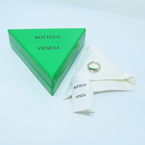 実際に弊社で買取させて頂いたBOTTEGA VENETA/ボッテガヴェネタ Ag925/シルバー925 グリーンエナメル リング 629612 V5081/16号の画像 9枚目