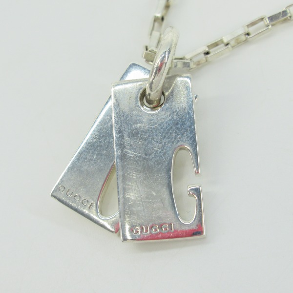 実際に弊社で買取させて頂いたGUCCI/グッチ Gロゴ Wプレート シルバー ネックレスの画像 1枚目