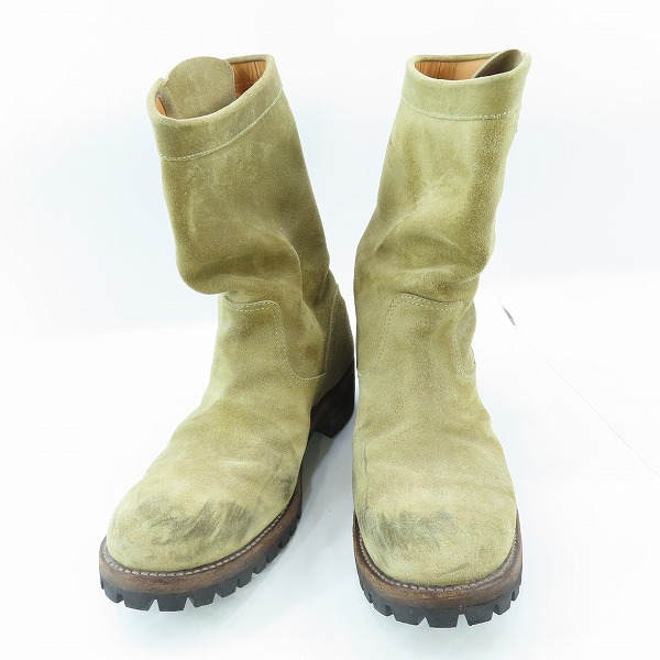 実際に弊社で買取させて頂いたKAZUYUKI KUMAGAI ATTACHMENT/カズユキクマガイ アタッチメント レザー スエード ブーツ ベージュ AA82-451/42.5
