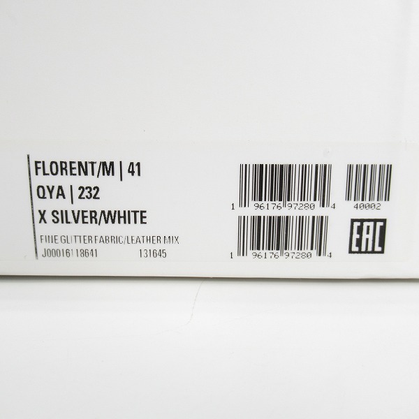 実際に弊社で買取させて頂いたJIMMY CHOO/ジミーチュウ FLORENT/M QYA X SILVER/WHITE スニーカー/41の画像 9枚目